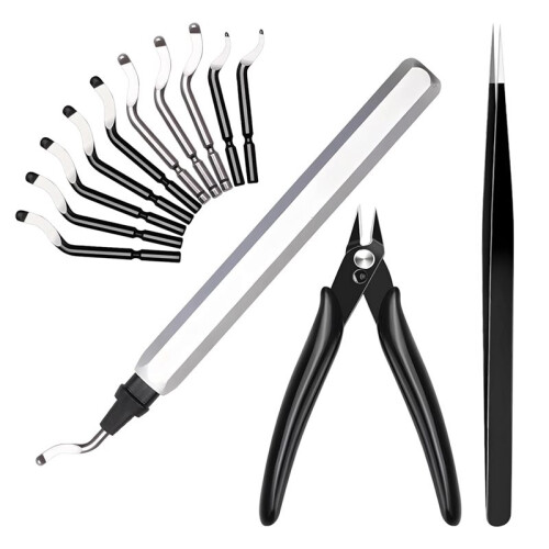 13pcs Deburring Tool with HSS Blades, Deburring Tool 3D Printing with Micro Cutter Tweezers Deburrin Tool Set for Resin 1