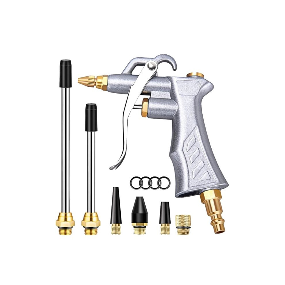 Industrial Air Blow Gun With Brass Adjustable Air Flow Nozzle And 2 Steel Extension, Pneumatic Air Compressor Tool 4713946017402