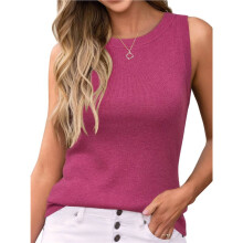 Women'S Sweaters Non See Through Sleeveless Soft Fitted Summer Business Casual Tank Rose Red XXL