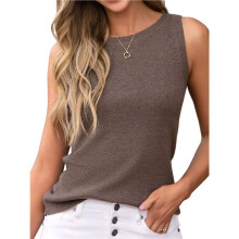 Women'S Sweaters Non See Through Sleeveless Soft Fitted Summer Business Casual Tank Brown XL