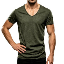 Heren T-Shirts Korte Mouw Klassiek V-Hals T-Shirt Casual Zomer Basis T-Shirt Legergroen M