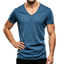Men'S T Shirts Short Sleeve Classic V Neck T-Shirt Casual Summer Basic Tee Shirt F037 - Denim M