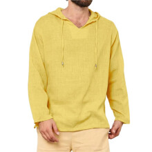 Men'S Hoodies Casual Hooded Long Sleeve Shirts Light-Weight Casual Beach Sweatshirts Yellow M