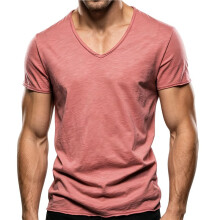 Men'S T Shirts Short Sleeve Classic V Neck T-Shirt Casual Summer Basic Tee Shirt F037-Red 5XL