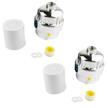2-Piece Set High Output Revitalizing Shower Filter - Reduces Dry Itchy Skin, Dandruff