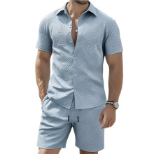 Mens Track Suits 2 Piece Shorts Sets Short Sleeve Sweatsuit Outfits Sky S