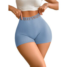 Women High Waisted Seamless Athletic Shorts Textured Ribbed Yoga Workout Biker Shorts  S