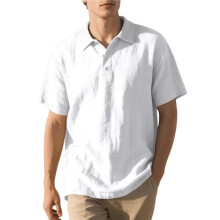 Mens Collared Short Sleeve Shirts for Men Linen Casual Summer Classic Collar Shirts White XXL
