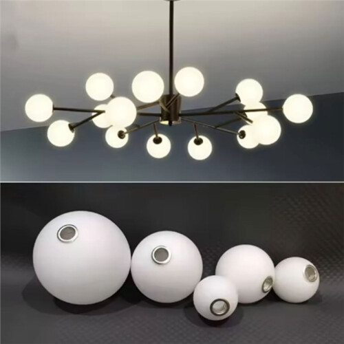 Abajur de Vidro Branco para Lâmpada E14, Encaixe de 1,06 Polegadas, Modelo Moderno para Luminárias de Mesa e Pendentes.