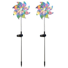 2 Stuks Kleurrijke Windmolen Solar Tuinlampen, Waterdichte Buitenlampen met Grondpen, Decoratieve LED-Landschapsverlichting voor de Tuin