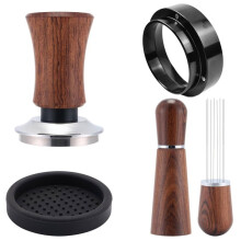 Tamper à Espresso Calibré à Ressort 51 mm, Kit Café 4 en 1 avec Niveleur, Entonnoir Doseur et Tapis