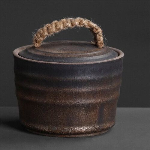 Ceramic Coffee Can Tea Caddy: Retro Wide Mouth Sealed Pu'Er Tea Storage Container 2