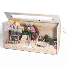 Hamster Cage Chewproof, 80CM Wooden Guinea Pig Cage for Small Animals, Openable Top with Easy View Acrylic Panels for Hamster, Rabbit, Guine