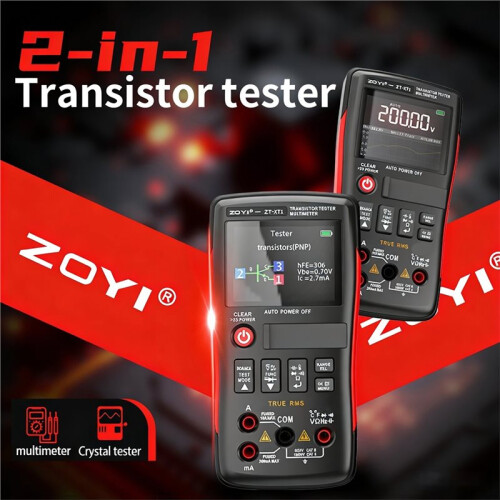 ZOYI ZT-XT1 2-in-1  Digital Multimeter & Transistor Tester, for Voltage Resistance Diode Continuity Testing 2