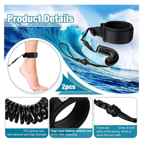 2 Stück Surfboard-Leashes, Spiralleine, Paddleboard-Kompatible Surfboard-Leash 1