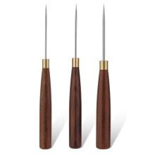 3 Tamaños de Punzón, Punzón para Coser Cuero con Mango de Madera, Punzón para Rascar y Coser en Manualidades de Cuero.