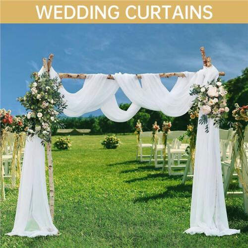 Tecido para Cortinas de Arco de Casamento 29,5 Polegadas X 26,25 Pés Cortinas Transparentes Brancas para Cerimônia de Casamento