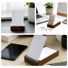 Daily to Do List Planner with Walnut Stand - to Do List Cards for Desk Accessories and Supplies, Enhanced Productivity