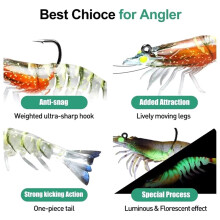 3Pcs Lead  Jigs Soft Shrimp Fishing Lures Artificial Silicone Lures for Freshwate and Saltwater Tackle