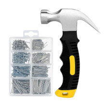 700PCs Nails Assortment Kit & 8oz Hammer, Small Hammer for Hanging Wall Art Decor, Picture Frame