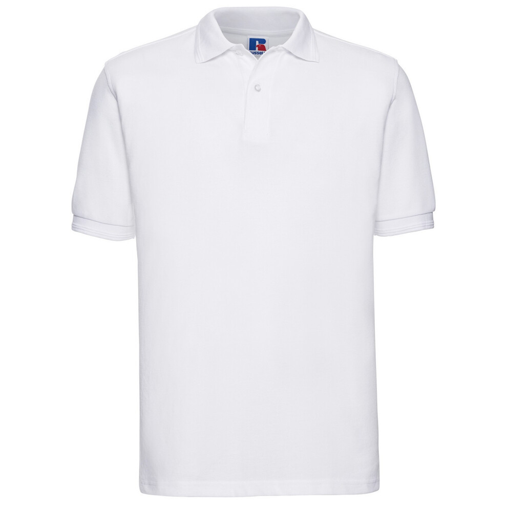 Russell (3Xl, ) Mens Polycotton Pique Hardwearing Polo Shirt White