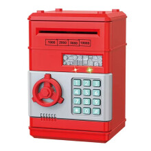 Electronic Piggy Bank Automatic Security Coin Cash Savings Box Password Key Lock Bank ATM Gift for Children Red
