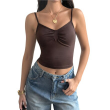 Women Y2K Sweetheart Neck Sleeveless Crop Tank Tops Backless Pleated Bustier Camis Going Out Top Brown XL