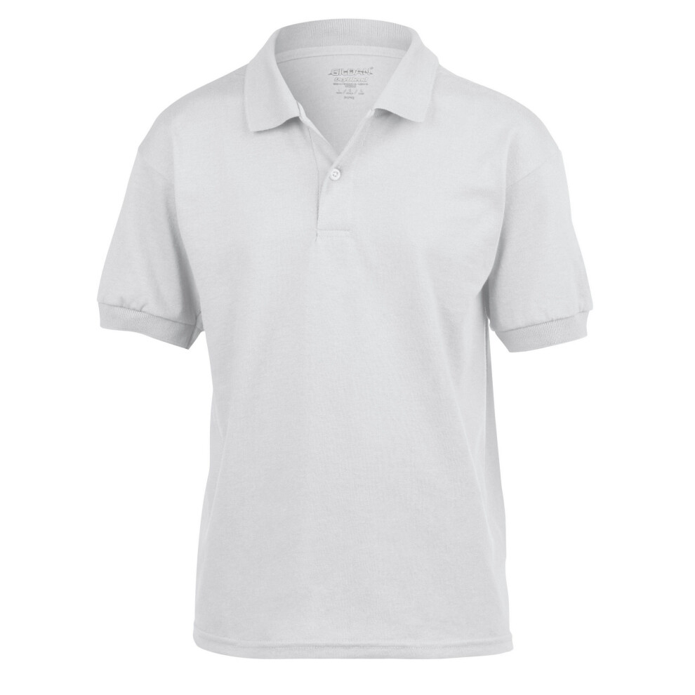 Gildan (9-11 Years, ) Childrens/Kids Dryblend Jersey Polo Shirt White