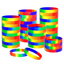 100 Pcs Wristband Bulk Silicone Rainbow Wristband Pride Bracelet Gifts Pride Accessories Party Decorations Supplies