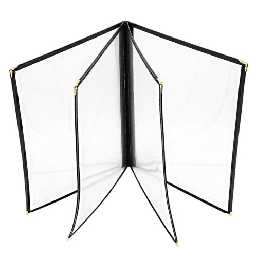 6Pcs Transparent Restaurant Menu Covers for A4 Size Book Style Cafe Bar 4 Pages 8 View