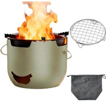 Estufa de Camping y para Mochileros, Estufa Portátil de Acero Inoxidable para Quemar Leña, Fogata de Mesa con Bolsa de Viaje