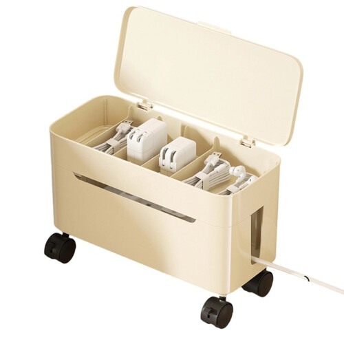 Desktop Cable Organizer Box with Lid, Cable Management and Storage Compartments B