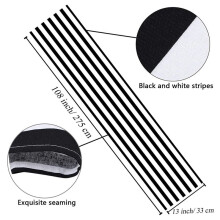 Gestreepte Tafelloper Polyester Tafeldecor Tafelkleed voor Binnen en Buiten Evenementen Familiediner (Zwart en Wit, 10 Stuks)