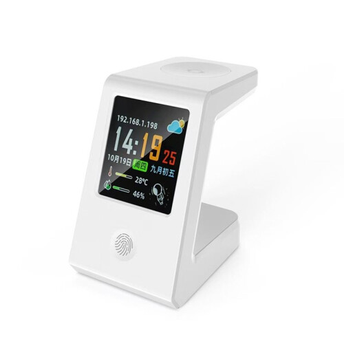 WiFi Weather Clock with Wireless Charging,Touch Control Digital Desk Clock, Real  Weather Display,Multi Themes 1