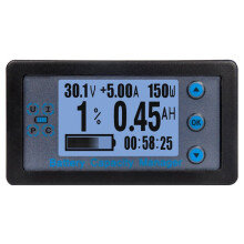 Wired Shunt Coulombmeter Meter Battery Capacity Tester Low Voltage Alarm LCD Ammeter Voltmeter