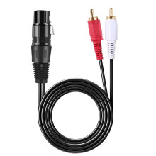 1.5m/ 5ft Stereo Audio Splitter Patch Y Cable Cord 1 XLR Female to 2 RCA Male Plug