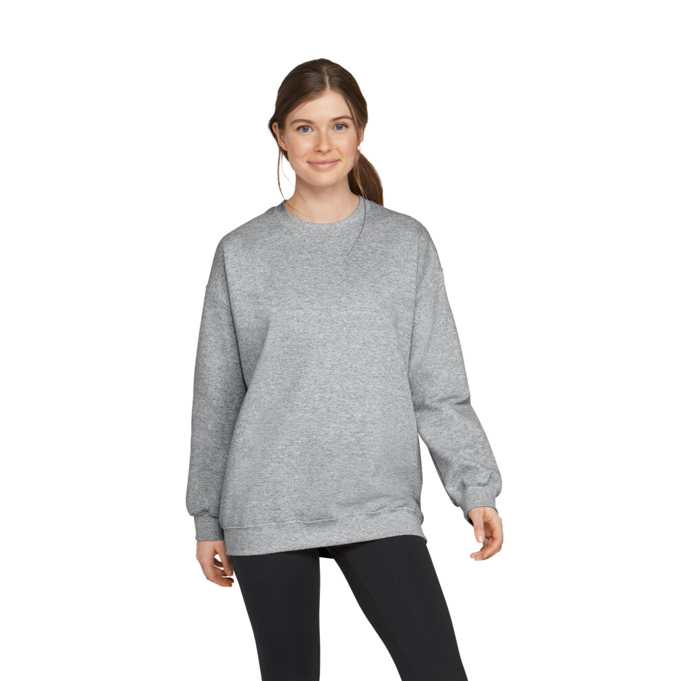 Gildan (L, Sports Grey) Unisex Adult Softstyle Midweight Crew Neck Fleece Top