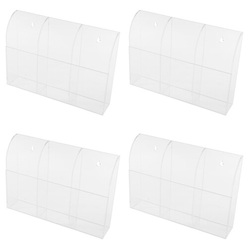 4X Clear Acrylic Remote Control Holder Wall Mount Media Organizer Storage Box (Three Compartments)