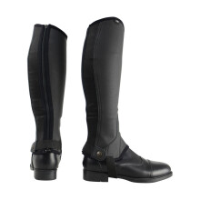 (L, Black) HyLAND Adults Synthetic Combi Leather Half Chaps