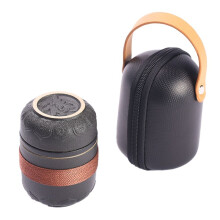 Portable Black Pottery Tea Set for Travel and Home Use, Office Cups Ceramic Tea Coffee Container With Bag A