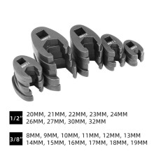 21 Piece Metric Crowfoot Wrench Set 1/2 Inches and 3/8 Inches Drive Sizes 8mm-32mm Cr-Mo Flare Nut