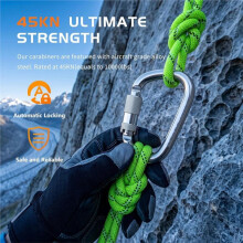 45kN Auto Locking Carabiner,Climbing Carabiner, D-Shape Twist Lock Carabiner Clip for Rock Climbing