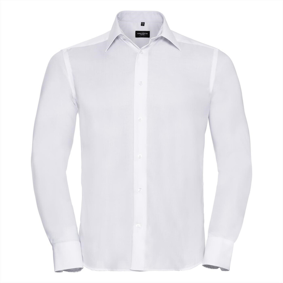 Russell (17Inch, ) Collection Mens Long Sleeve Ultimate Non-Iron Shirt White