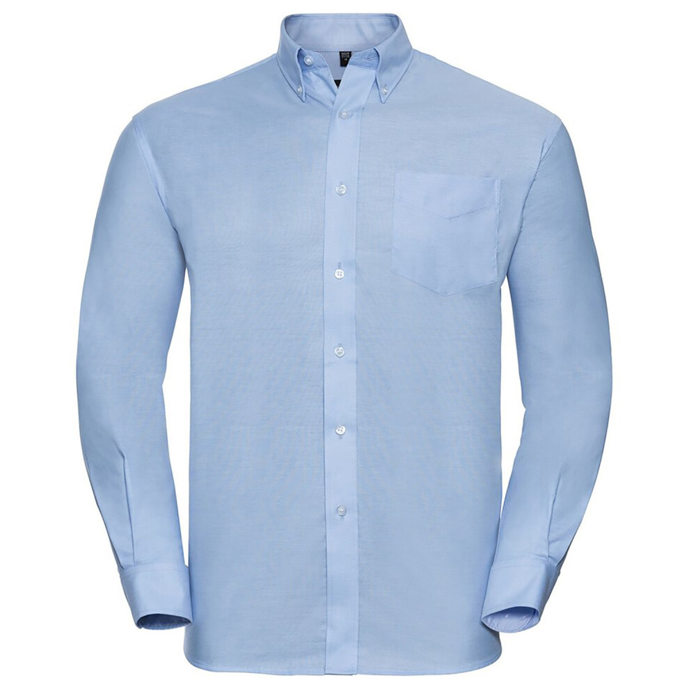 Russell (16.5Inch, Oxford ) Collection Mens Long Sleeve Easy Care Oxford Shirt Blue