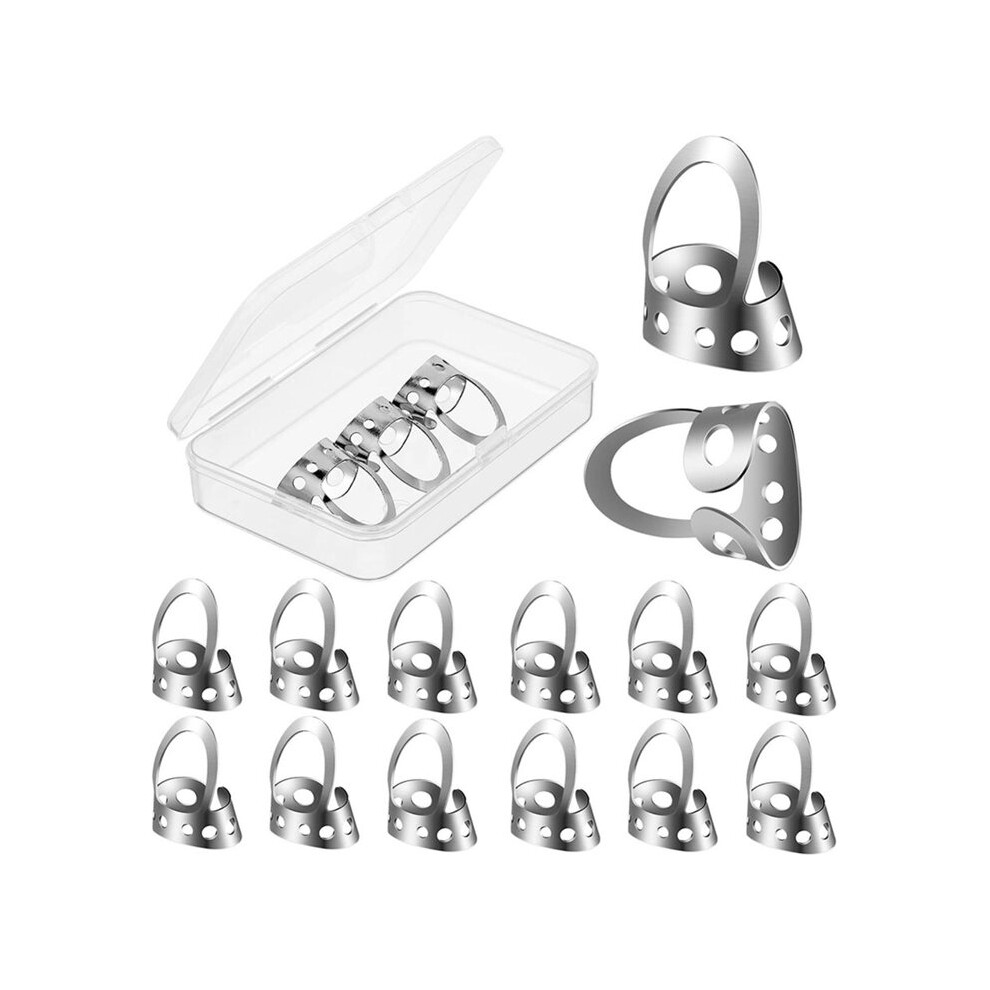 12 Pcs Stainless Steel Metal Finger Picks, Open Design Including Finger Thumb Picks, Adjustable For Guitar, Banjo Silver 6031244107082