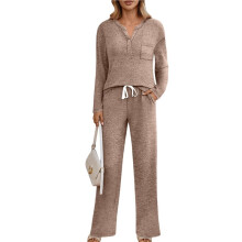 Dames 2-Delige Lounge Sets voor Lente Outfits Sweatsuit Bijpassende Pyjama'S Luchthaven Vakantie Zomer Pyjama'S Bruin S