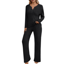 Dames 2-Delige Lounge Sets voor Lente Outfits Sweatsuit Bijpassende Pyjama'S Luchthaven Vakantie Zomer Pyjama'S Zwart S