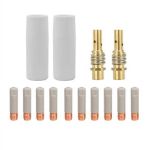 14pcs MB15ak Mig Coated Anti-Spill Welding Nozzle European Airless Welding Accessories Ceramic Protective Cover 1.0mm