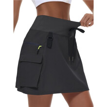 Skorts voor Vrouwen Wandelen Cargo Skorts met Ritszakken, Hoge Taille Sneldrogend voor Workout Zwart L