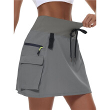Skorts voor Vrouwen Wandelen Cargo Skorts met Ritszakken, Hoge Taille Sneldrogend voor Workout Grijs M